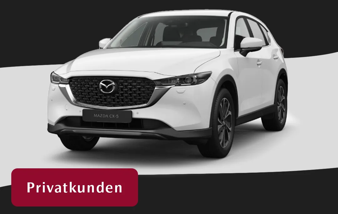 Modellansicht eines Mazda CX-5 in der Farbe weiß.